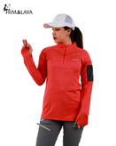 بلوزمیکرو فینگردار زنانه نیم زیپ هیمالیا قرمز