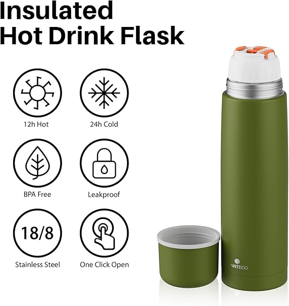 فلاسک دوجداره سانتکو 1000 میلی لیتری مدل VISEU ابی